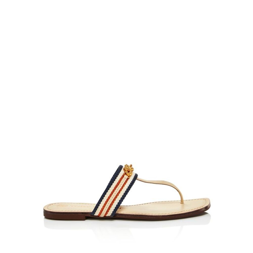 TORY BURCH Womens Beige Jessa Square Toe Slip On Thong Sandals 8 M - Picture 3 of 5